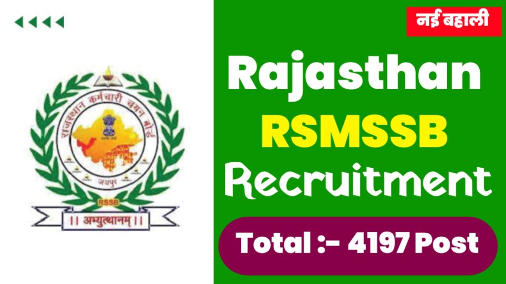 Rajasthan RSMSSB 10+2 recruitment 2024