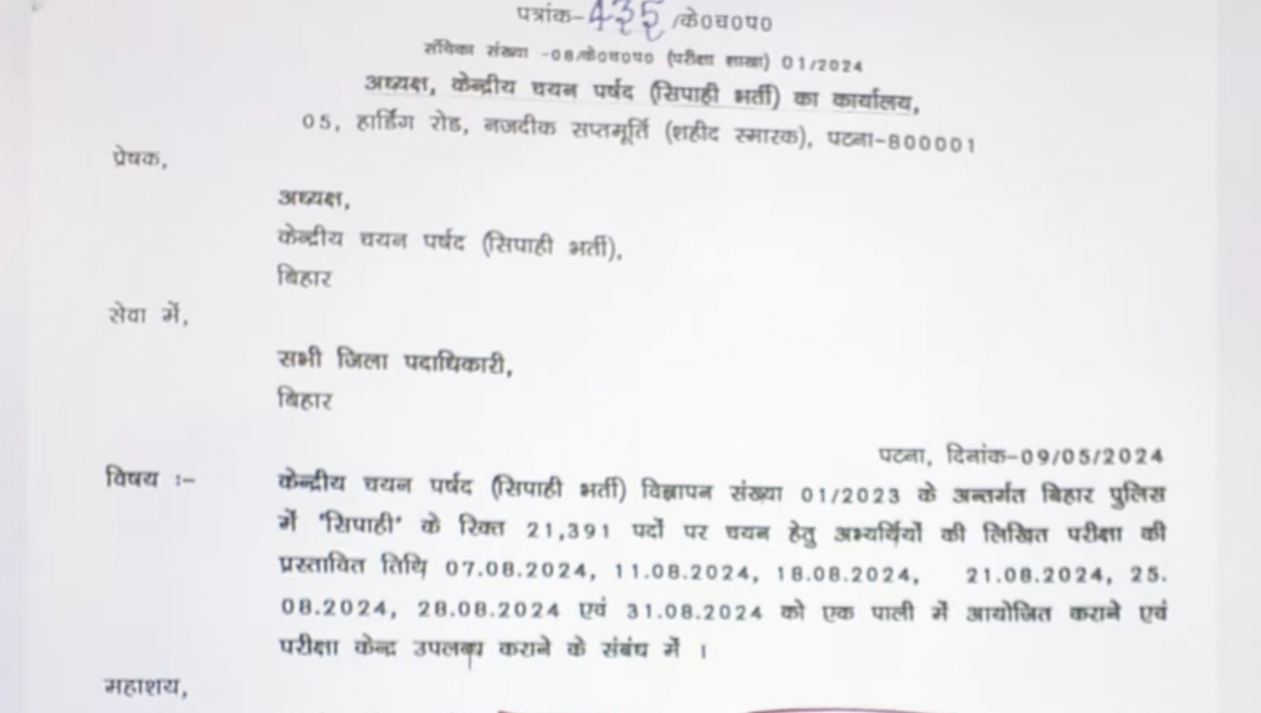 Bihar Police Re-Exam Date 2024